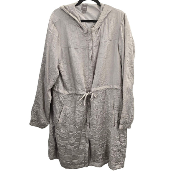 J Jill Jacket Womens Large Crinkle Hood Cinch Waist Hooded Light Weight Anorak - Picture 1 of 6
